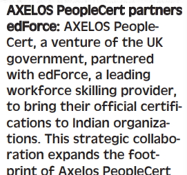 edForce partners with Axelos this news was a national hit and covered by Stateman print edition