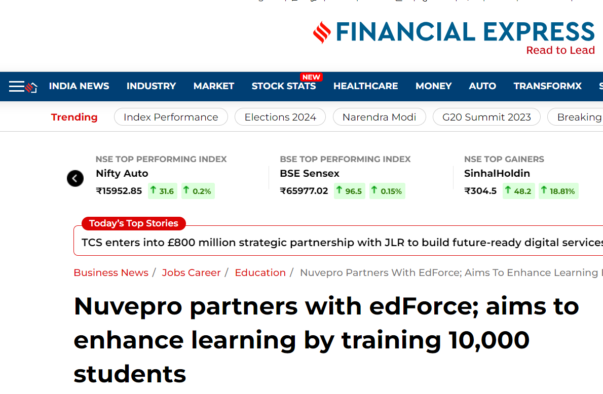 Nuvepro partners with edForce; aims to enhance learning by training 10,000 students