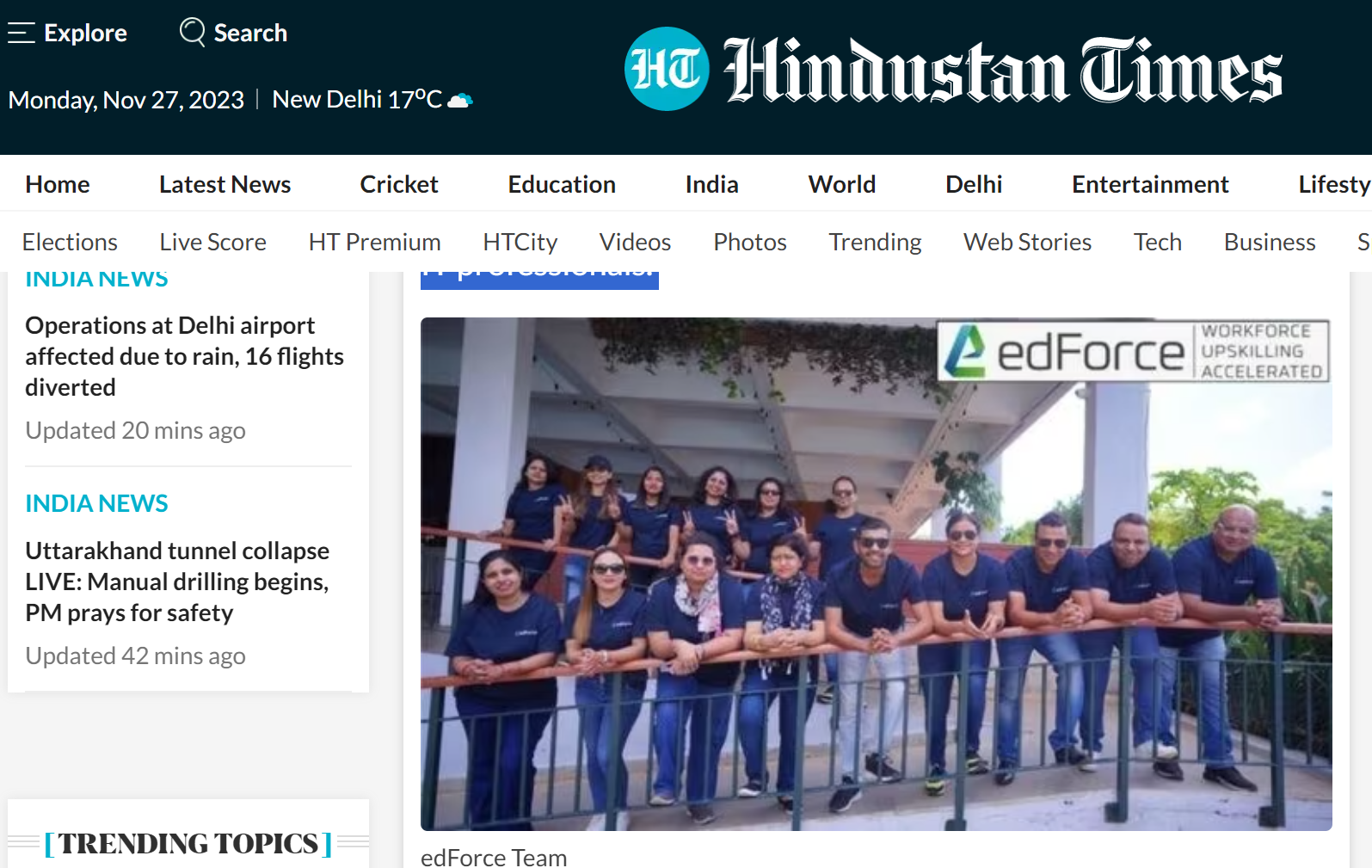 edForce Hindustan Times news
