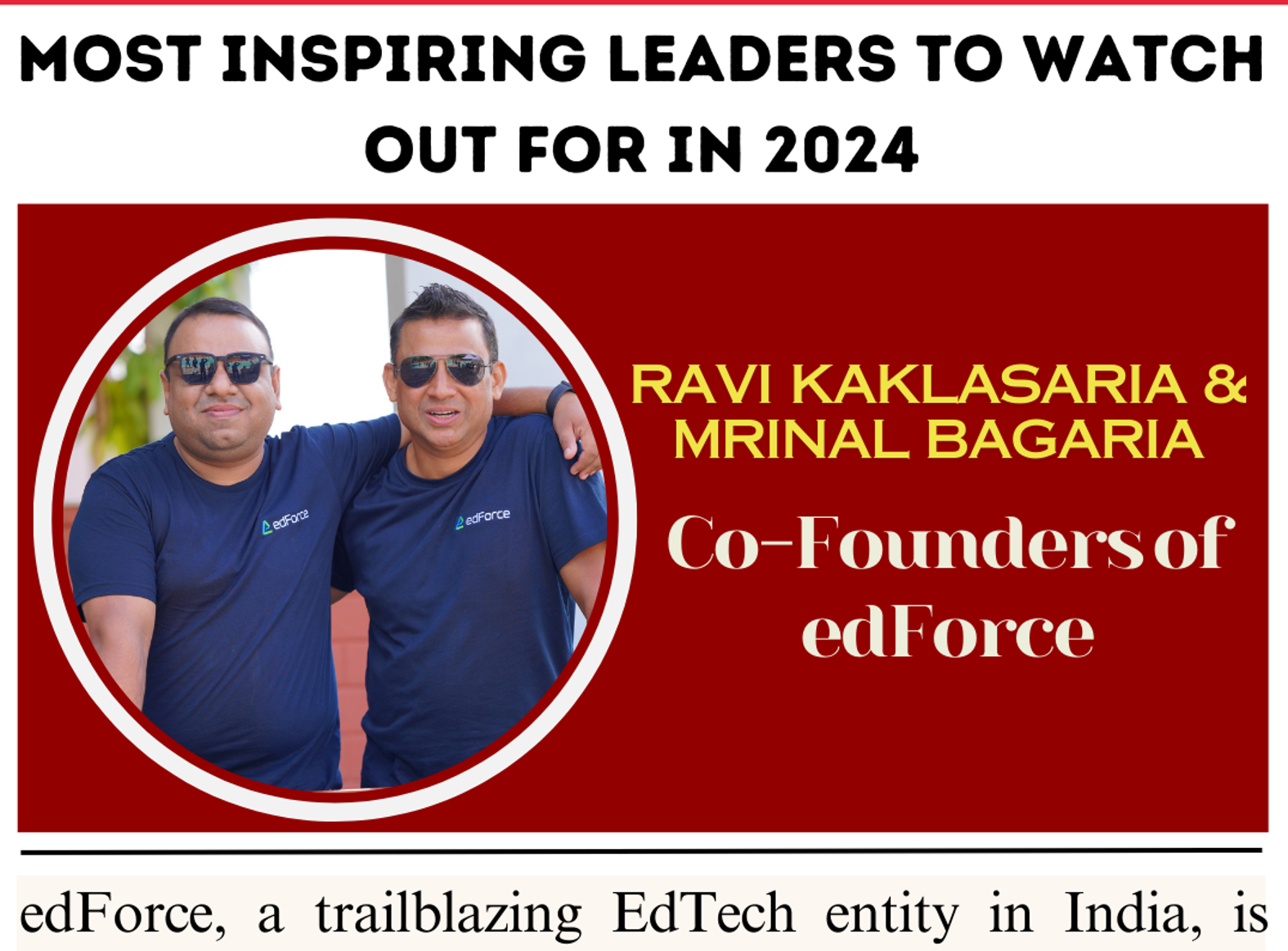 Most Inspiring Leaders to Watch Out for in 2024 awarded to Ravi Kaklasaria & Mrinal Bagaria