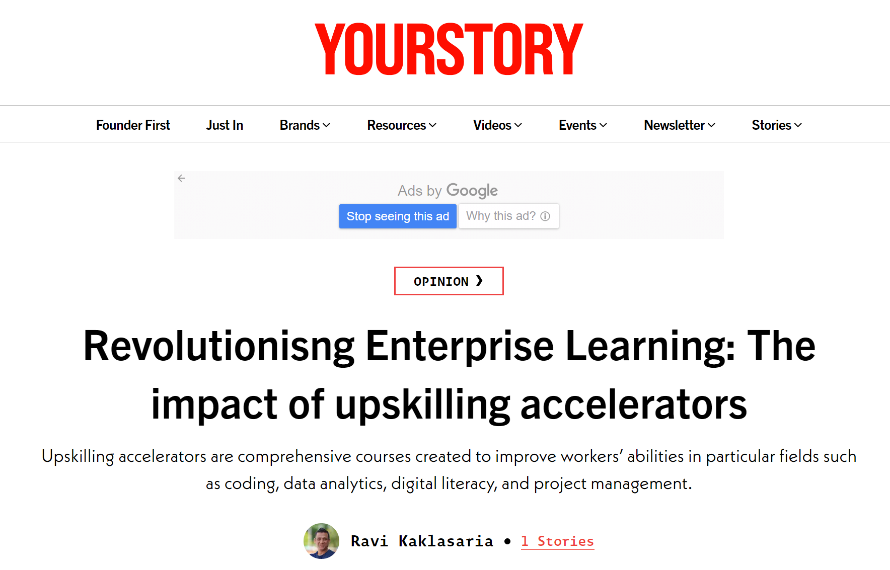 Ravi Kaklasaria Co-founder & CEO edForce Revolutionisng Enterprise Learning: The impact of upskilling accelerators edForce news on Yourstory