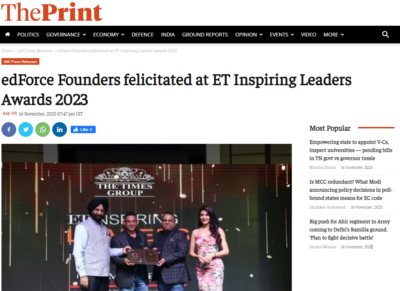 edForce Founders felicitated at ET Inspiring Leaders Awards