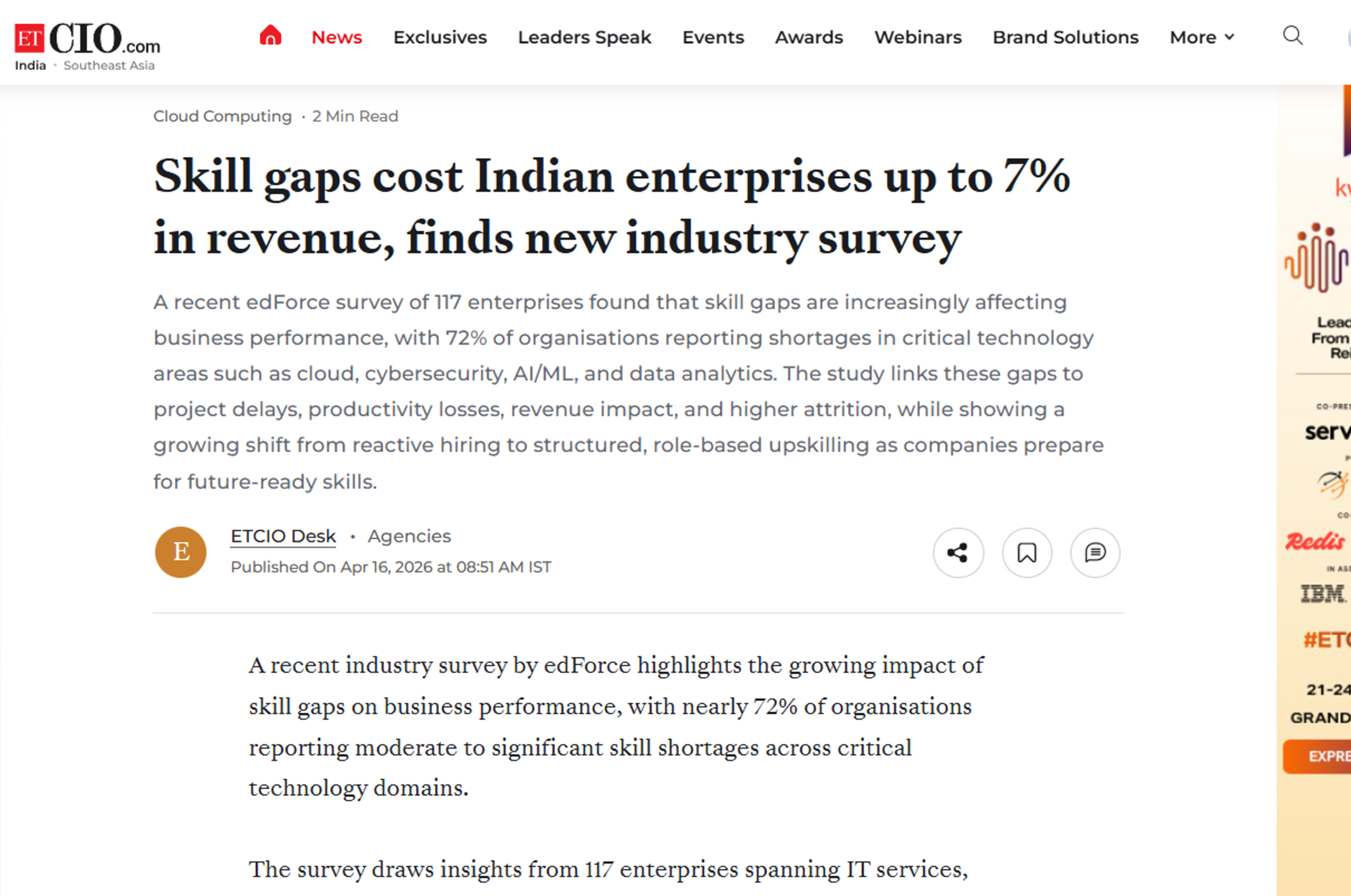 Skill Gaps Cost Indian Enterprises Up to 7% in Revenue, Finds New Industry Survey