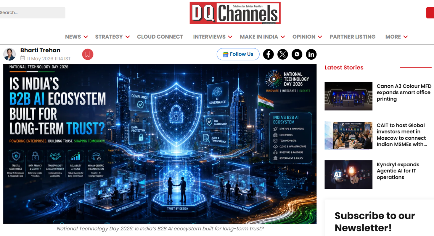 Media Coverage: National Technology Day 2026: Is India’s B2B AI ecosystem built for long-term trust?