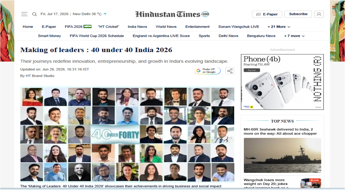 Making of leaders : 40 under 40 India 2026