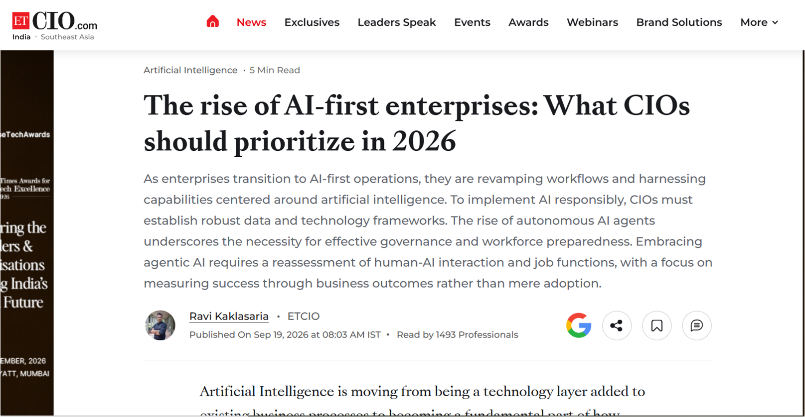 The rise of AI-first enterprises: What CIOs should prioritize in 2026